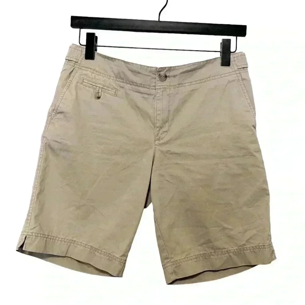 Eddie Bauer Vashon Fit Flat Front Khaki Shorts w 5 Pockets